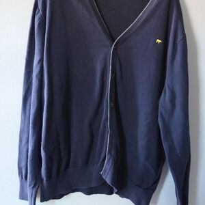 Jack Nicklaus Cardigan Blue‎ With Yellow Bear Embroidered Logo Chest